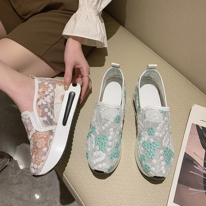 Spring Summer Hole shoes Woman Flat Platform Women Shoes Slip On Women's Thick Soled Female Shoe Chunky Heels Vulcanized shoes