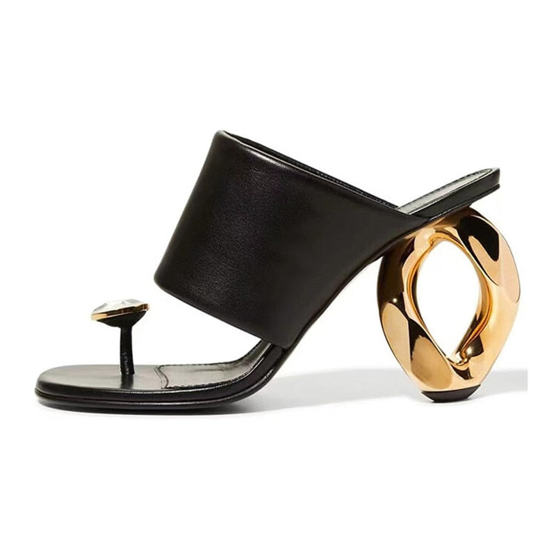 Summer New Women's Pin-toe Sandals Fashion Square Head Shaped High Heel Comfortable Versatile Women's Slippers
