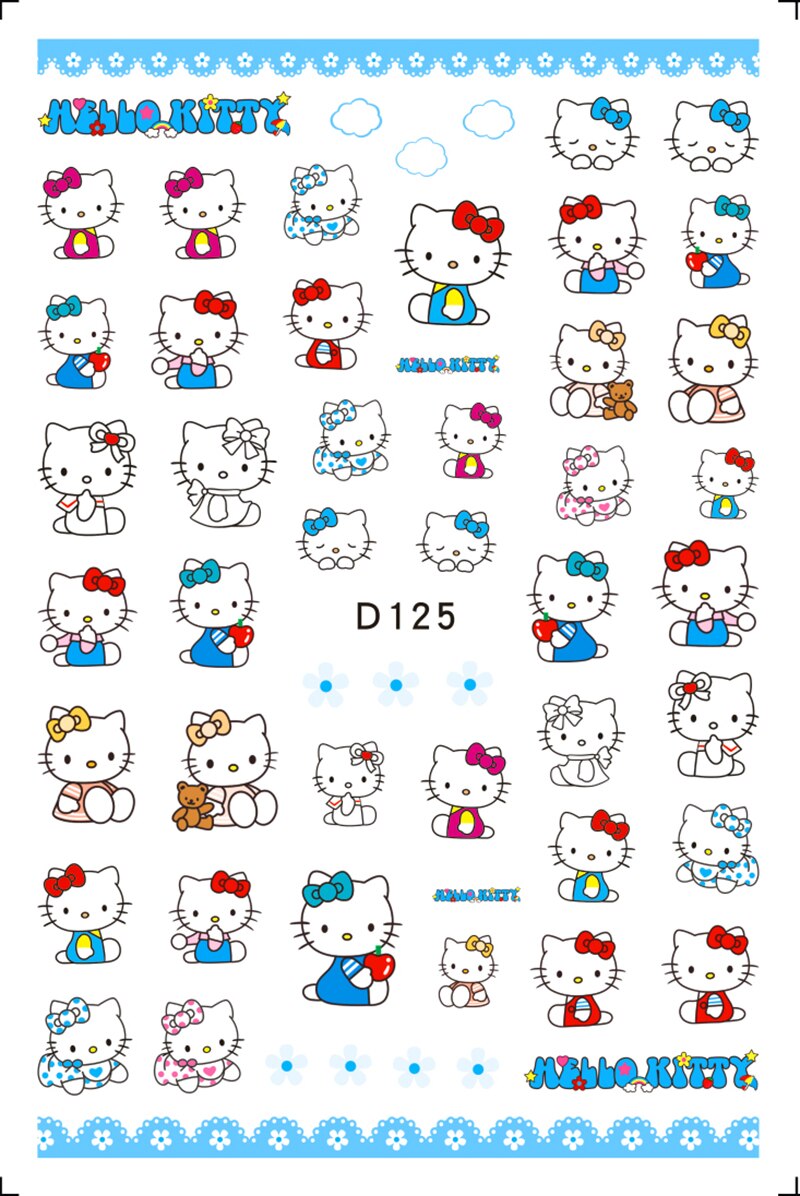 Sanrio 3D Stickers For Nails Nail Art Supplies Cartoon Hello Kitty Cinnamoroll Nail Stickers Nail Decoration Anime Nail Decals D125