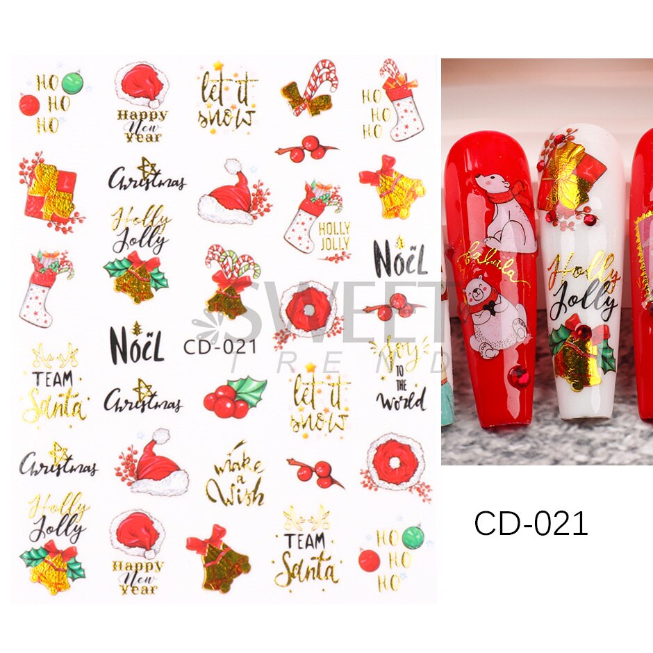 Snow Bird Winter Autumn Nail Art Stickers Maple Leaf Cotton Flower Fall Design Line Adhesive Sliders Manicure Decoration JINO-48 CD-021