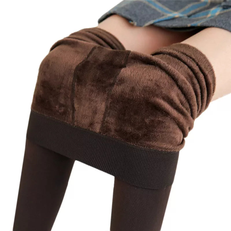 Winter Leggings For Women Warm Leggins Solid Color Velvet Leggins High Waist Leggings Stretchy Leggings dropshipping Brown