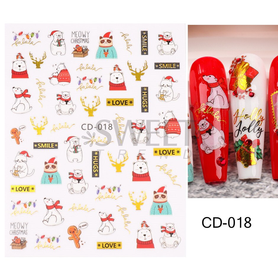 Autocollants pour Nail Art, oiseau de neige, hiver, automne, feuille d'érable, fleur de coton, ligne de conception d'automne, curseur adhésif, décoration de manucure, JINO-48