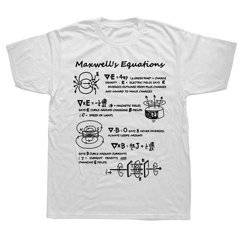 Funny Electromagnetic Physics Maxwell Equation Formula T Shirts Graphic Casual Cotton Summer Men Large Size Tshirt BTG-C001100EUXH