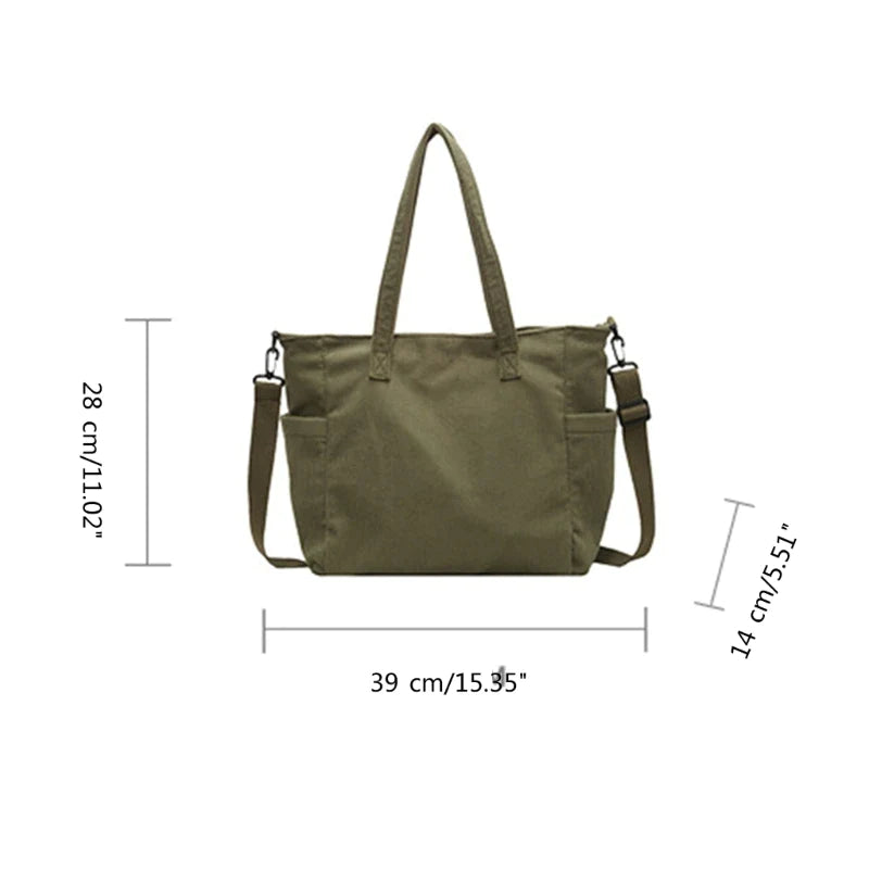 Women's Handbag Corduroy Shopper Shoulder Bag Casual Large Capacity Crossbody Bags College Student Bookbag Laptop Tote Bag