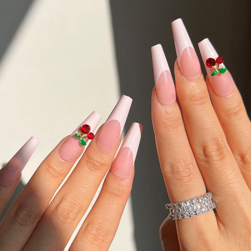 Sea Wave Carp Japanese Style Doodle False Nails Detachable Nude Pink Long Coffin Fake Nails with Glue Full Cover Press on Nails MT655JP1623