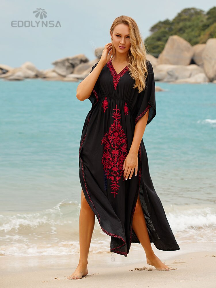 Plus Size Kaftan Beach Tunic Women Summer Beachwear Swimsuit Cover Up 854
