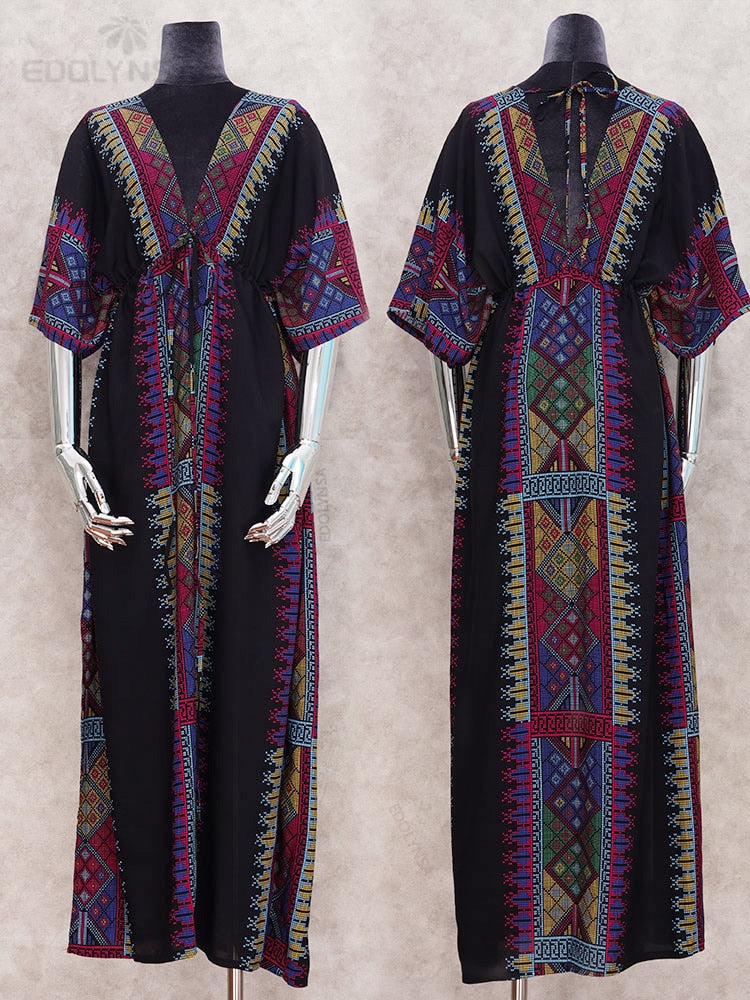 Plus Size Kaftan Beach Tunic Women Summer Beachwear Swimsuit Cover Up
