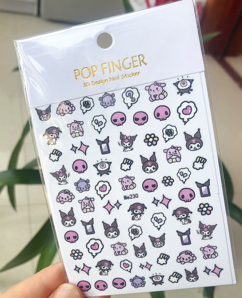 Sanrio – autocollants 3D pour ongles, fournitures d'art des ongles, dessin animé Hello Kitty cannelle, décoration des ongles, décalcomanies Anime