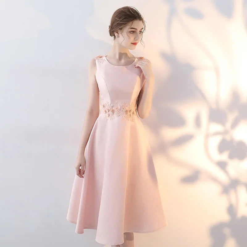 Luxury Evening Dresses Pink Party Dress Korean Medium Length Elegant Bridesmaid Gown For Women