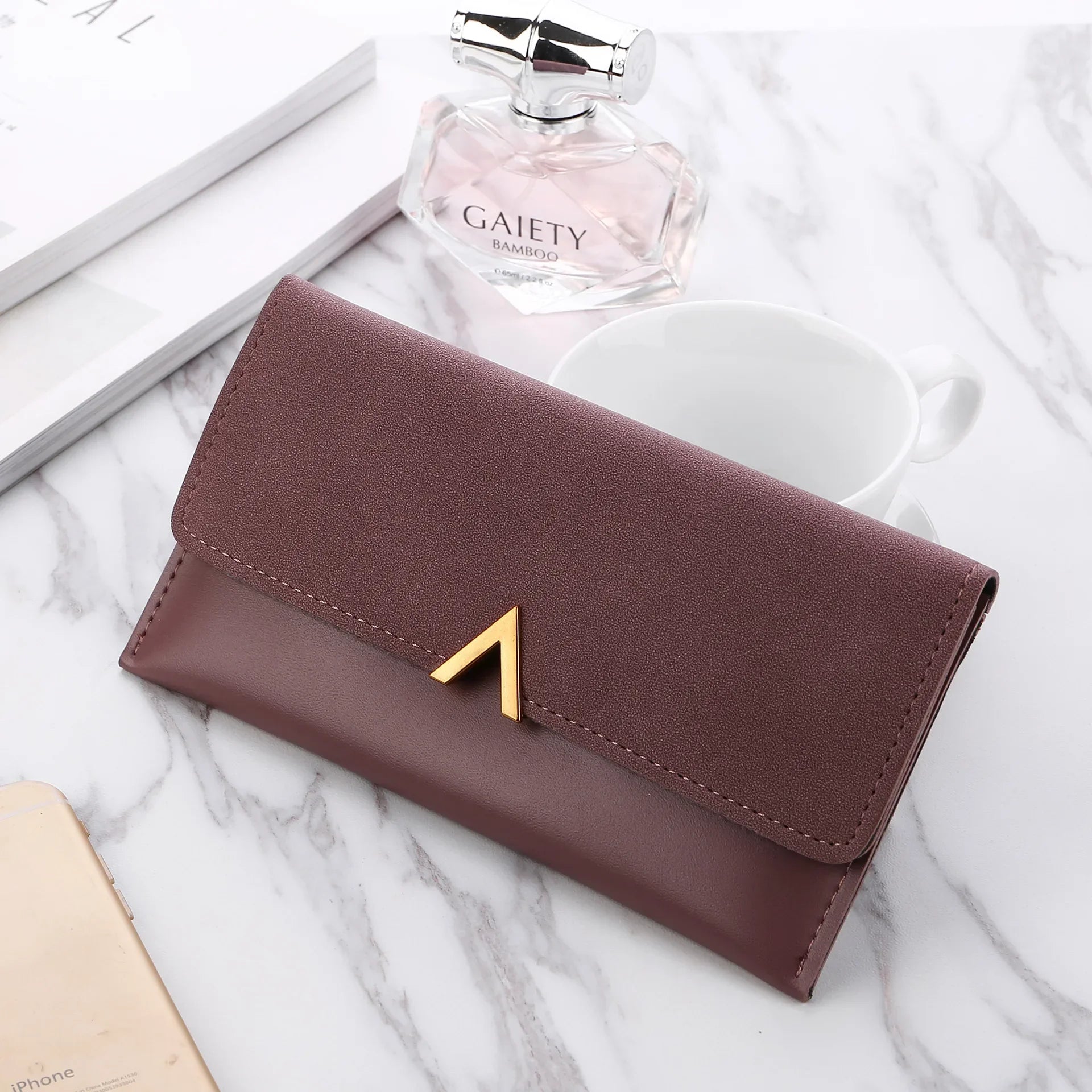 Leather Women Wallets Hasp Lady Moneybags Zipper Coin Purse Woman Envelope Wallet Money Cards ID Holder Bags Purses Pocket Purple