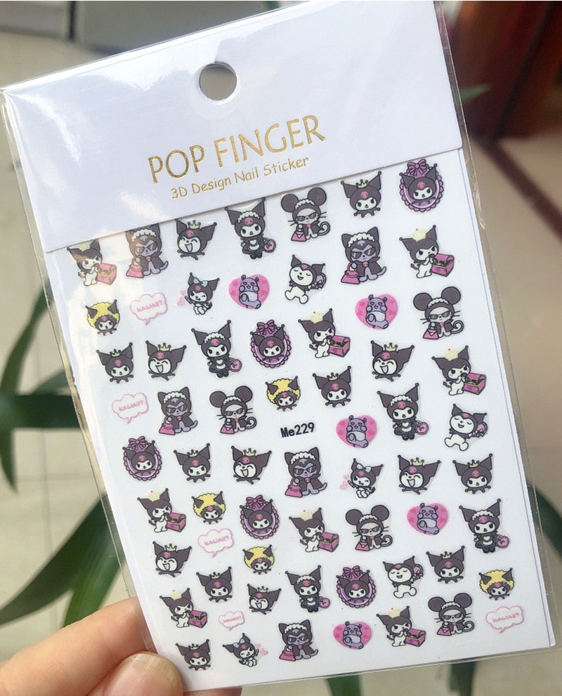 Sanrio – autocollants 3D pour ongles, fournitures d'art des ongles, dessin animé Hello Kitty cannelle, décoration des ongles, décalcomanies Anime