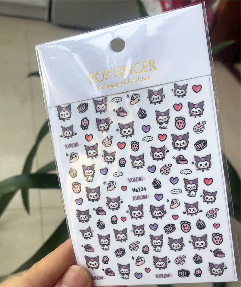 Sanrio – autocollants 3D pour ongles, fournitures d'art des ongles, dessin animé Hello Kitty cannelle, décoration des ongles, décalcomanies Anime