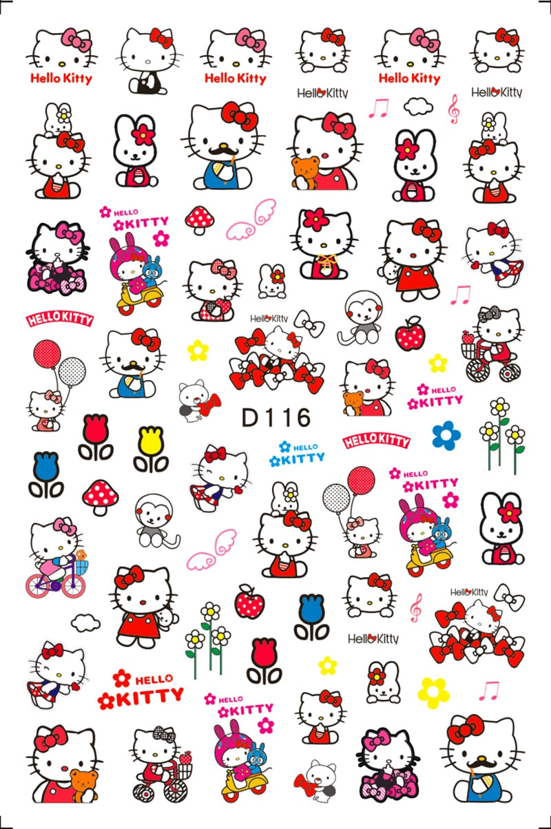 Sanrio 3D Stickers For Nails Nail Art Supplies Cartoon Hello Kitty Cinnamoroll Nail Stickers Nail Decoration Anime Nail Decals D116