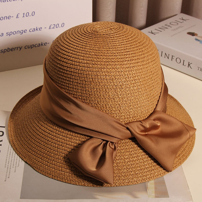 Women's hats for the sun Beach outing Luxury straw hat sunhat Golf cap summer new panama Visor Fashion elegant women caps 2024