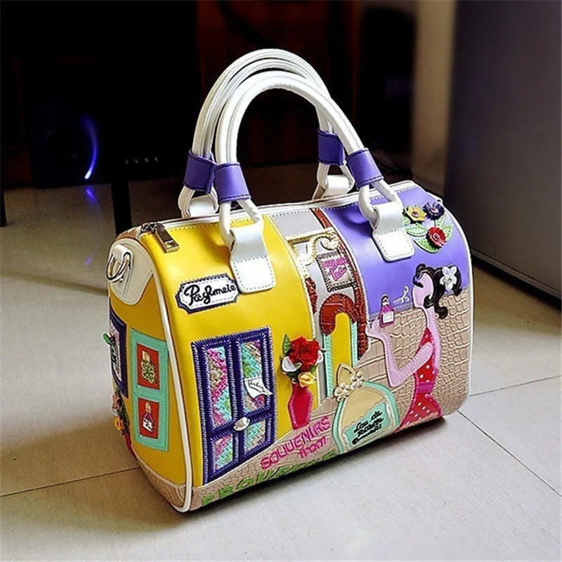 Super Women Handbag Shoulder Boston Bag tote Italian PU Leather Bags Sac A Main Borse Candy Color Luxury Handbags White