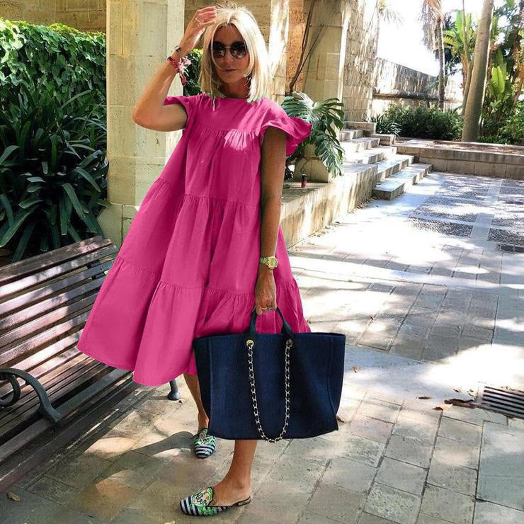 Sundress Elegant Casual Party Beach Vintage Swing Midi Dress