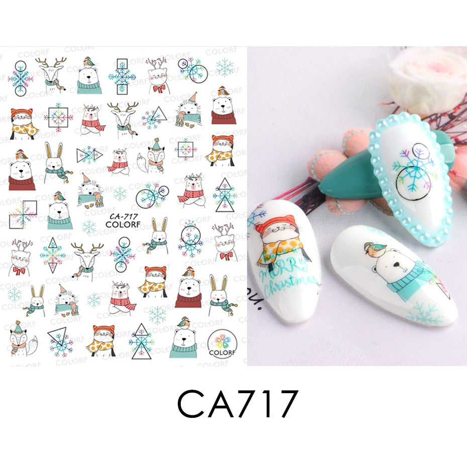 Autocollants pour Nail Art, oiseau de neige, hiver, automne, feuille d'érable, fleur de coton, ligne de conception d'automne, curseur adhésif, décoration de manucure, JINO-48