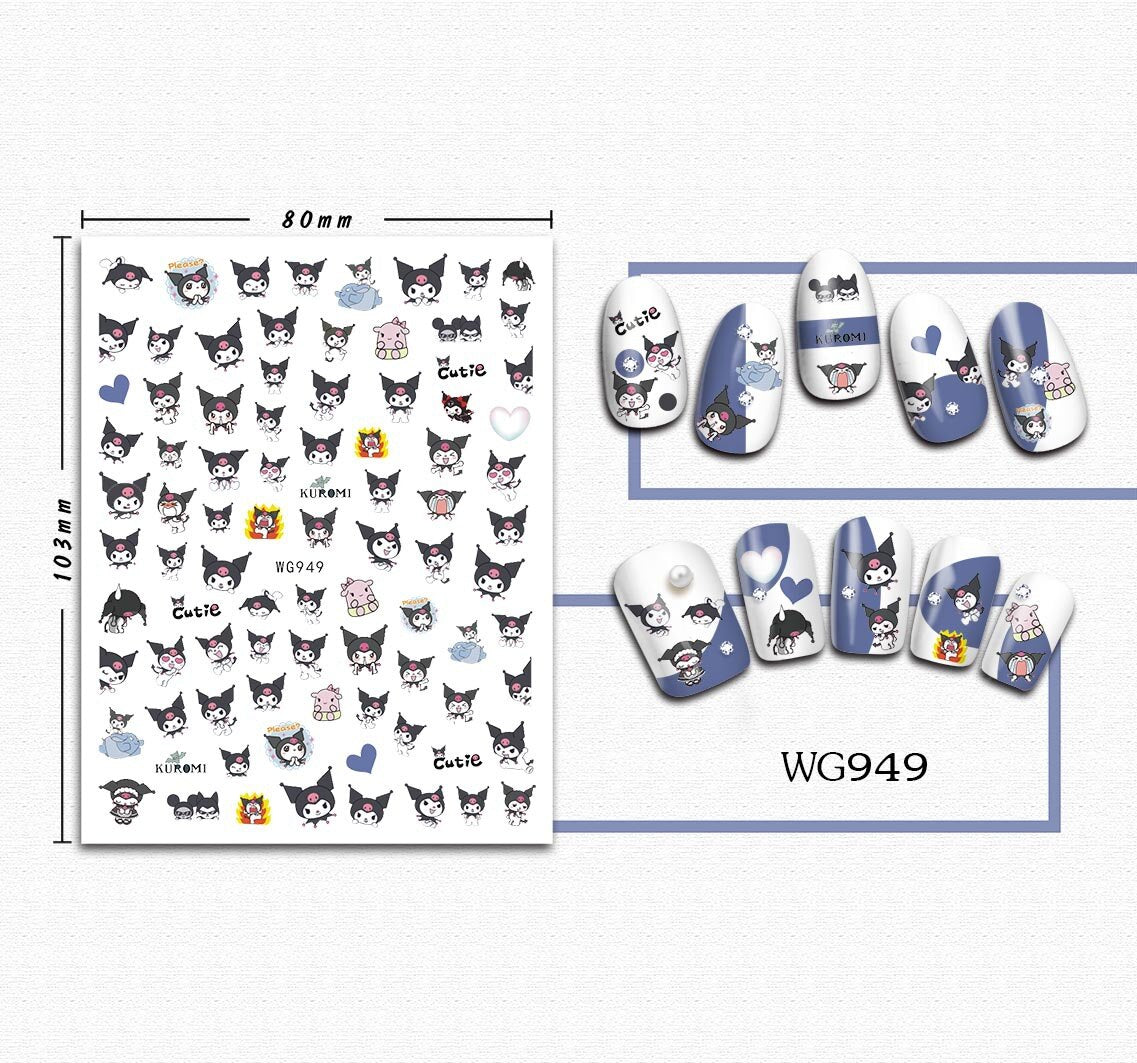 Sanrio 3D Stickers For Nails Nail Art Supplies Cartoon Hello Kitty Cinnamoroll Nail Stickers Nail Decoration Anime Nail Decals WG949 1