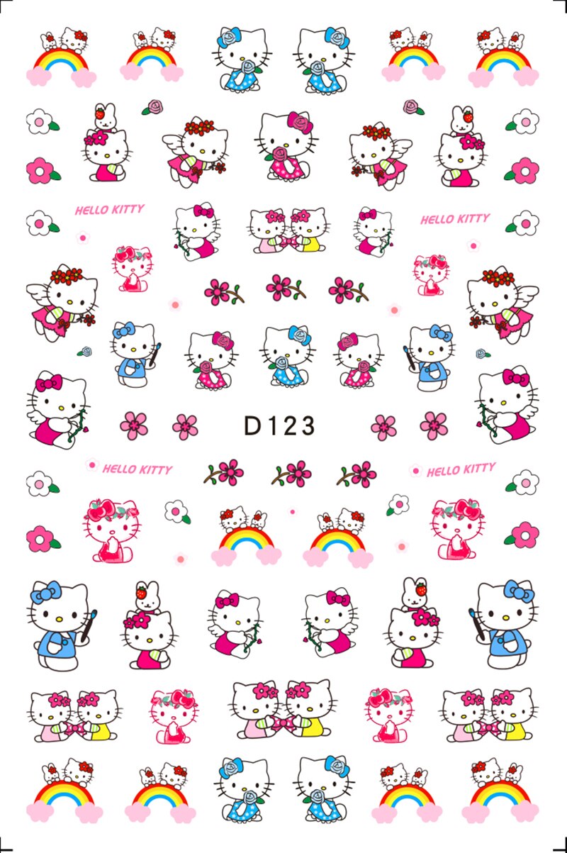 Sanrio 3D Stickers For Nails Nail Art Supplies Cartoon Hello Kitty Cinnamoroll Nail Stickers Nail Decoration Anime Nail Decals D123
