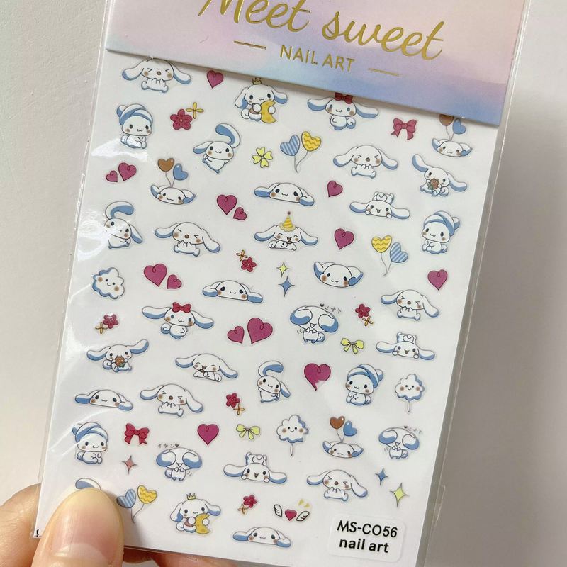 Sanrio 3D Stickers For Nails Nail Art Supplies Cartoon Hello Kitty Cinnamoroll Nail Stickers Nail Decoration Anime Nail Decals MS-CO56