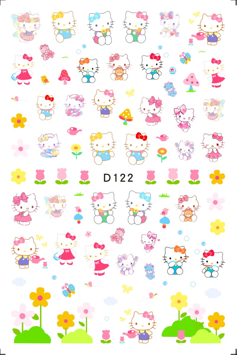Sanrio 3D Stickers For Nails Nail Art Supplies Cartoon Hello Kitty Cinnamoroll Nail Stickers Nail Decoration Anime Nail Decals D122