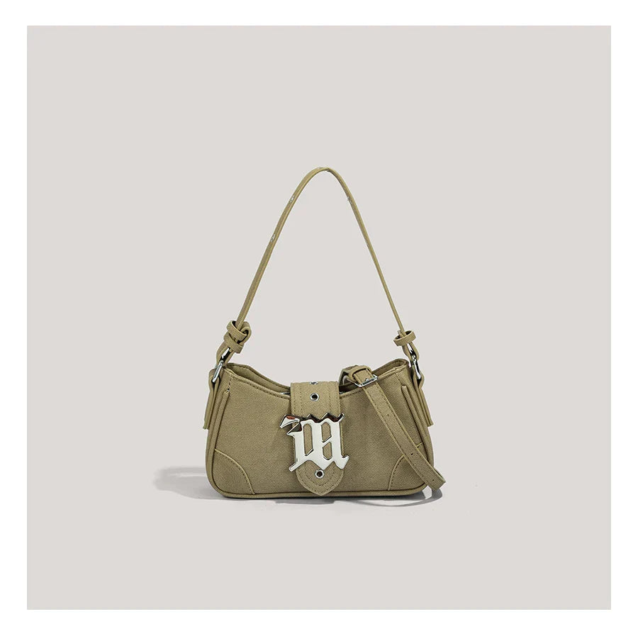 Women's Leisure Bag Luxury Designer Brand Handbag and Wallet Canvas Ribbon Sheet Metal Decoration Crossbody Bag Small Light green