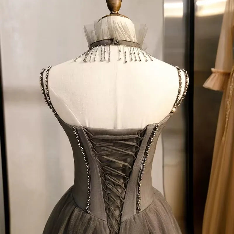 Prom Party Dresses Sexy See-Through Bodice Floor Length Evening Dress Formal Occasion Gown