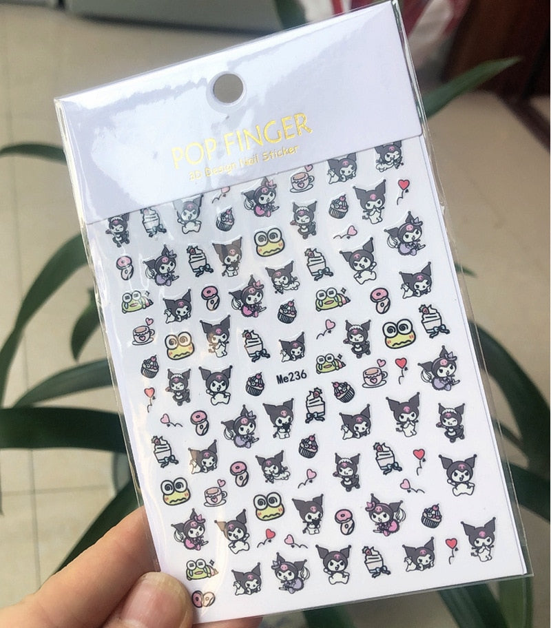 Sanrio – autocollants 3D pour ongles, fournitures d'art des ongles, dessin animé Hello Kitty cannelle, décoration des ongles, décalcomanies Anime
