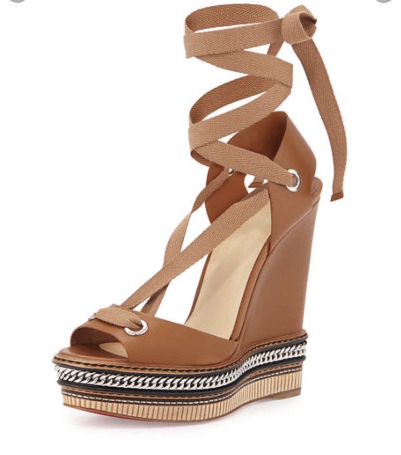 Wedge Metal Chain Strap Sexy Sandals Woman Peep Brown Leather Zipper Platform Heels Cover Open Suede Velvet Noble Shoes Summer 7.5cm 1