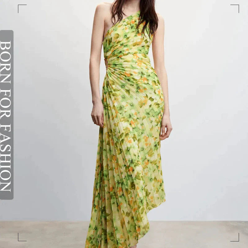 Summer Chic and Elegant Woman Maxi Dress White Ruffle Pleated Sexy Sleeveless Party Long Robe Luxury Evening Formal Clothes