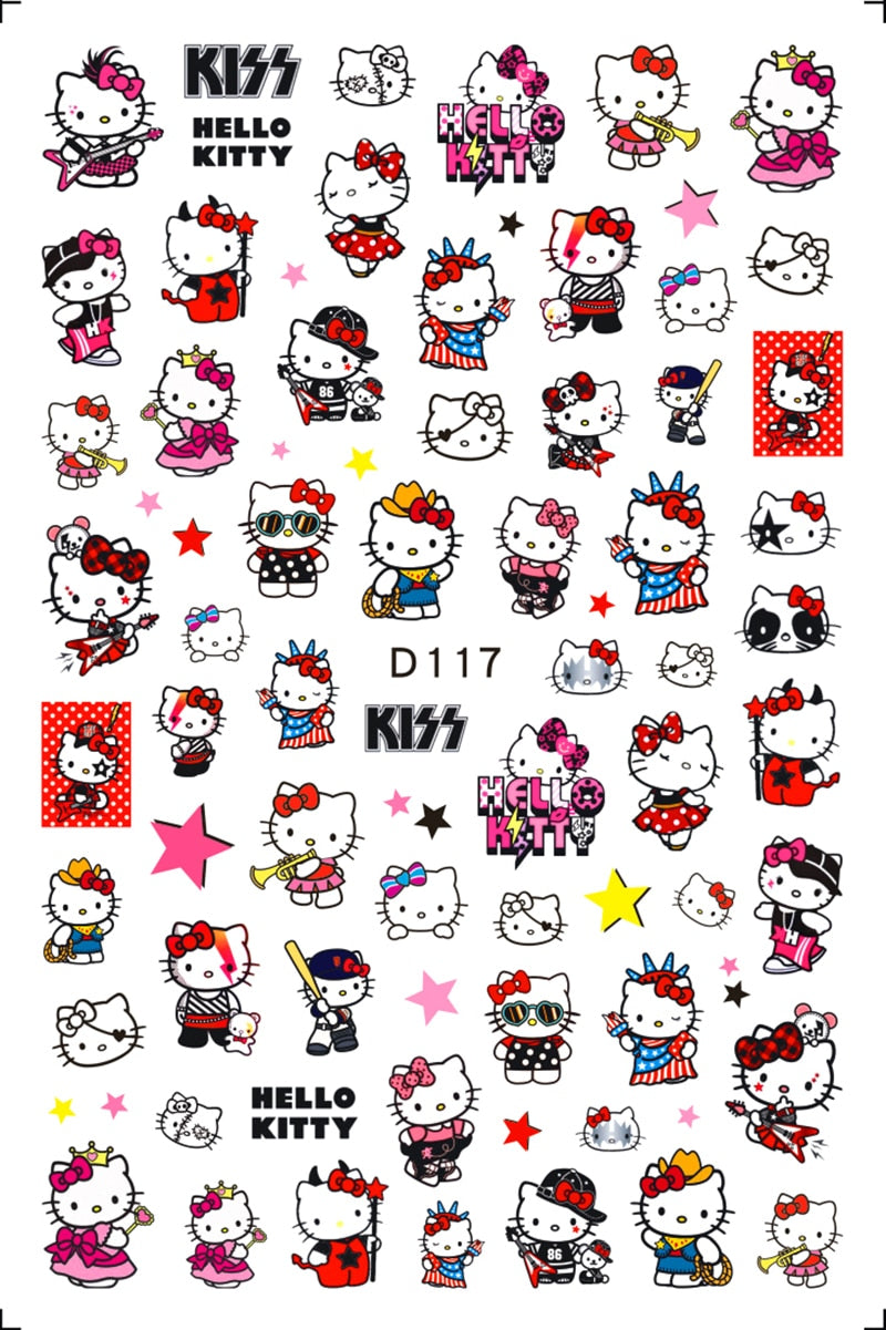 Sanrio 3D Stickers For Nails Nail Art Supplies Cartoon Hello Kitty Cinnamoroll Nail Stickers Nail Decoration Anime Nail Decals D117