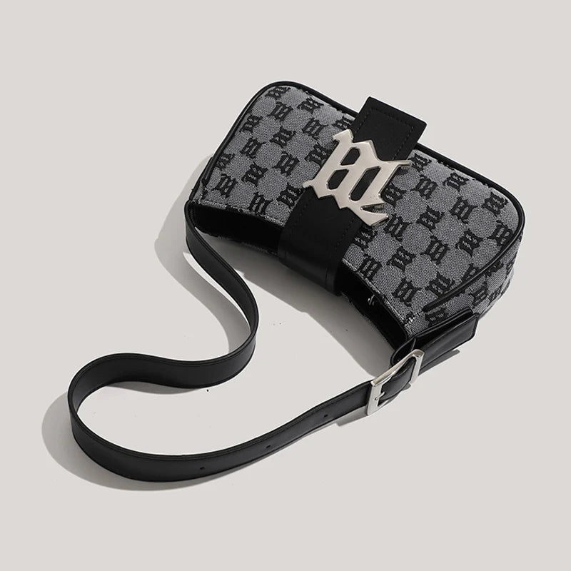 Women's Leisure Bag Luxury Designer Brand Handbag and Wallet Canvas Ribbon Sheet Metal Decoration Crossbody Bag Small