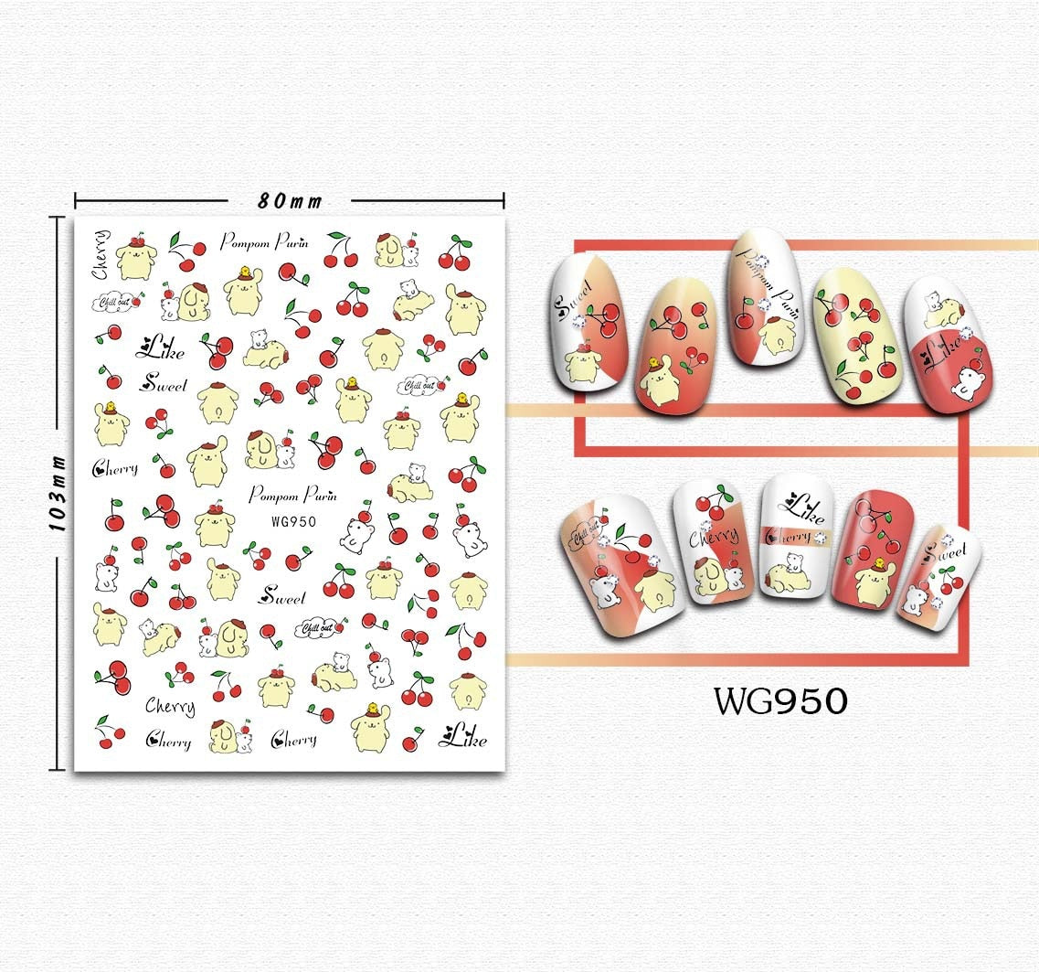 Sanrio 3D Stickers For Nails Nail Art Supplies Cartoon Hello Kitty Cinnamoroll Nail Stickers Nail Decoration Anime Nail Decals WG950