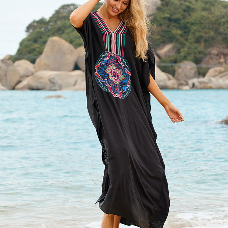 Plus Size Kaftan Beach Tunic Women Summer Beachwear Swimsuit Cover Up 683