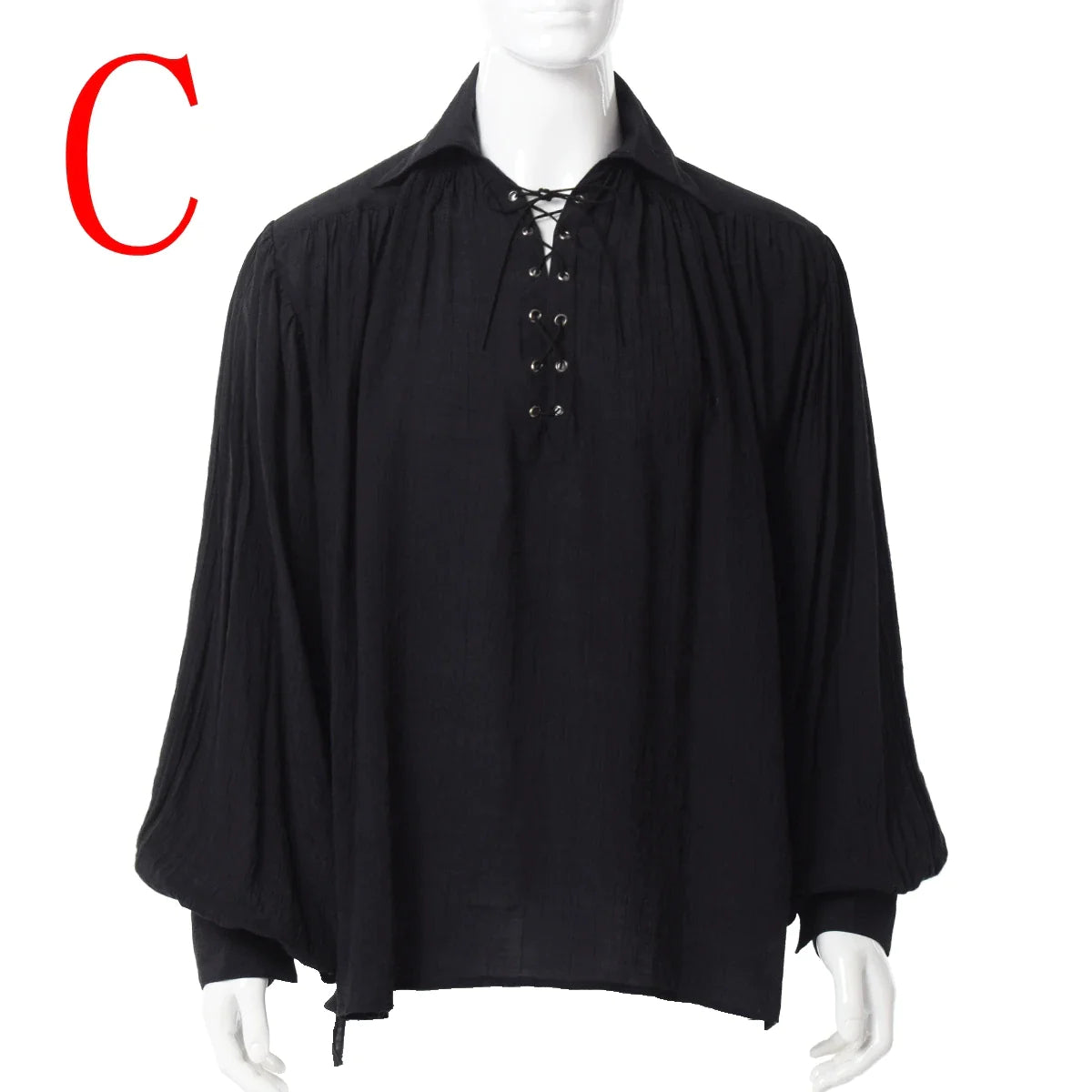 Men Pirate Shirt Vampire Prince Poet Shirts Medieval Buccaneer Frills Lace Up Renaissance Vintage Gothic Viking Blouse Tops Black C