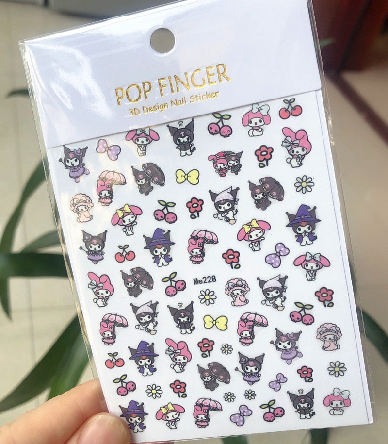 Sanrio – autocollants 3D pour ongles, fournitures d'art des ongles, dessin animé Hello Kitty cannelle, décoration des ongles, décalcomanies Anime