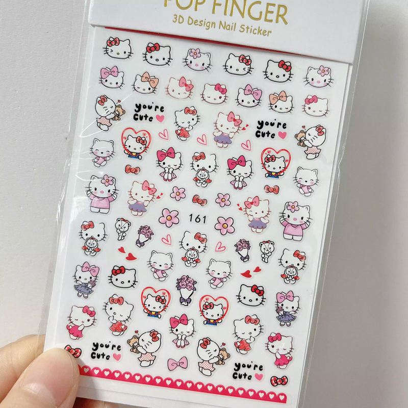 Sanrio – autocollants 3D pour ongles, fournitures d'art des ongles, dessin animé Hello Kitty cannelle, décoration des ongles, décalcomanies Anime