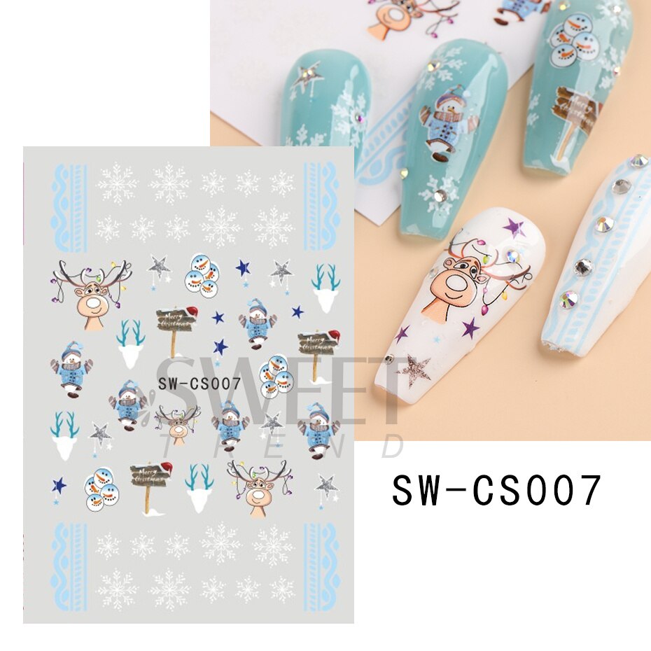 Autocollants pour Nail Art, oiseau de neige, hiver, automne, feuille d'érable, fleur de coton, ligne de conception d'automne, curseur adhésif, décoration de manucure, JINO-48