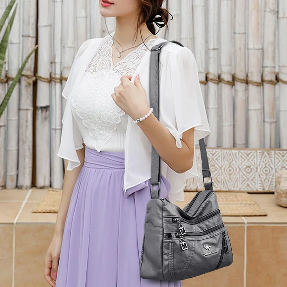 Soft Leather Luxury Handbags Purse Women Bag Designer Multi-pocket Crossbody Shoulder Bag for Female Trend Sac