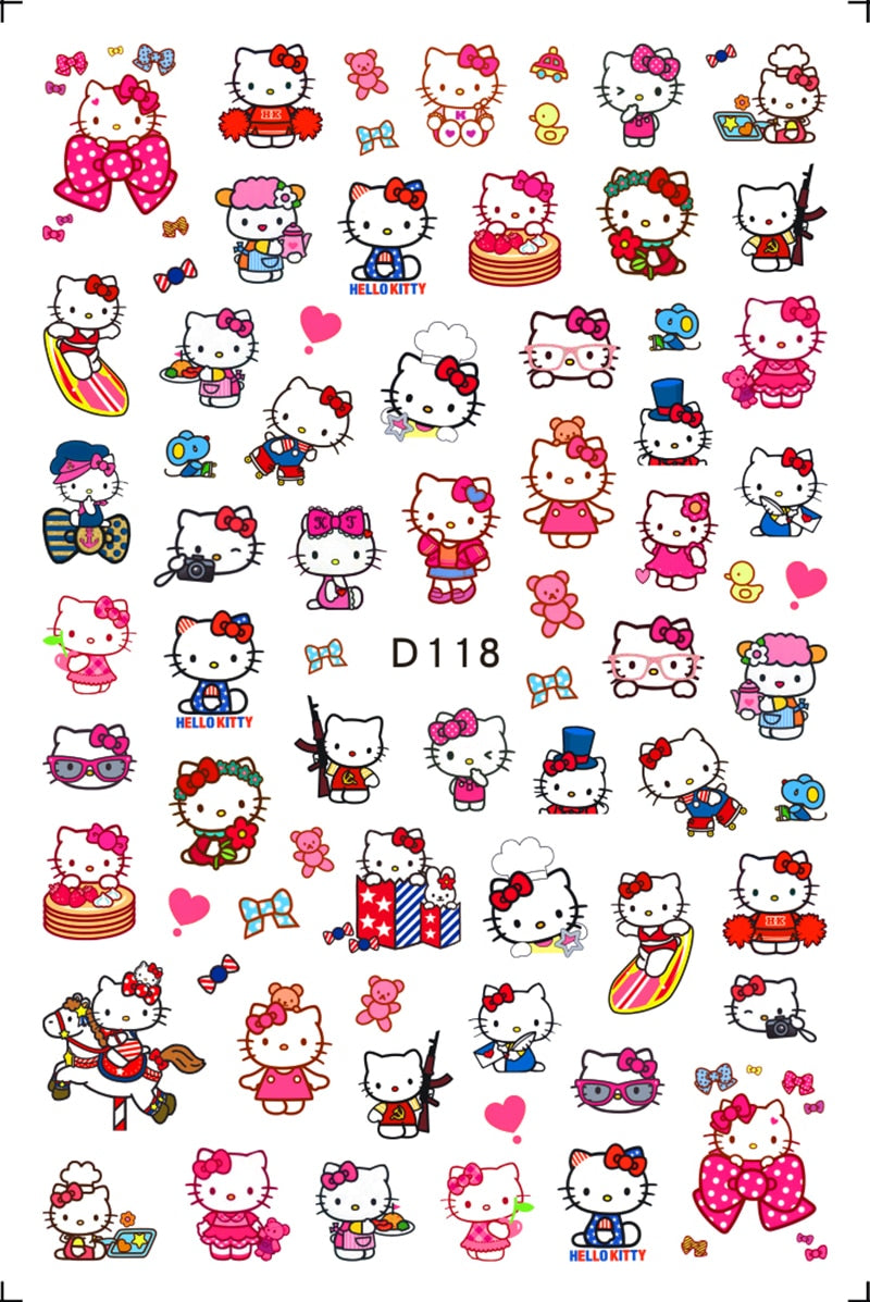 Sanrio 3D Stickers For Nails Nail Art Supplies Cartoon Hello Kitty Cinnamoroll Nail Stickers Nail Decoration Anime Nail Decals D118