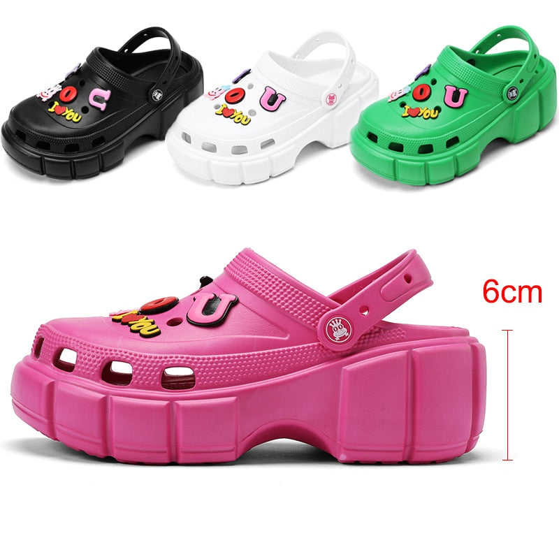 Summer Women Slippers 6cm Platform Sandals Outdoor Clogs Street Beach Slippers Massage Indoor Home Bathroom Slides Flip Flops