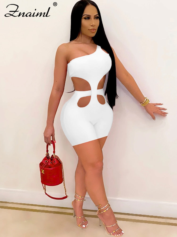 Znaiml 2024 One Shoulder Piece Rompers Playsuit Outfits Overalls for Women Clothing Summer Short Jumpsuit Monos Sexy Mujer
