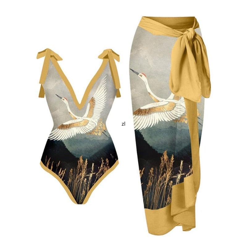 ツーピースセットビーチ水着カバーアップ 2023 夏の女性服トップスボディスーツとスカートフィットネススキニー衣装 2 ピーススーツ