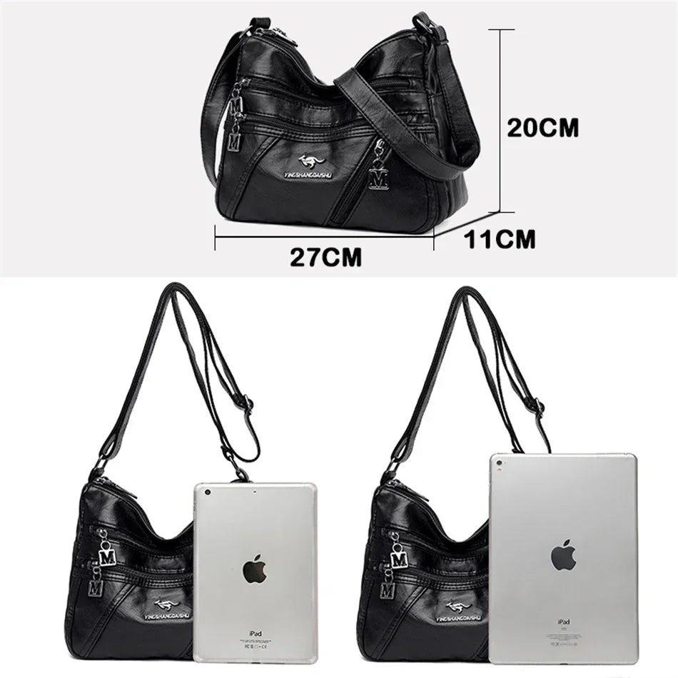 Soft Leather Luxury Handbags Purse Women Bag Designer Multi-pocket Crossbody Shoulder Bag for Female Trend Sac