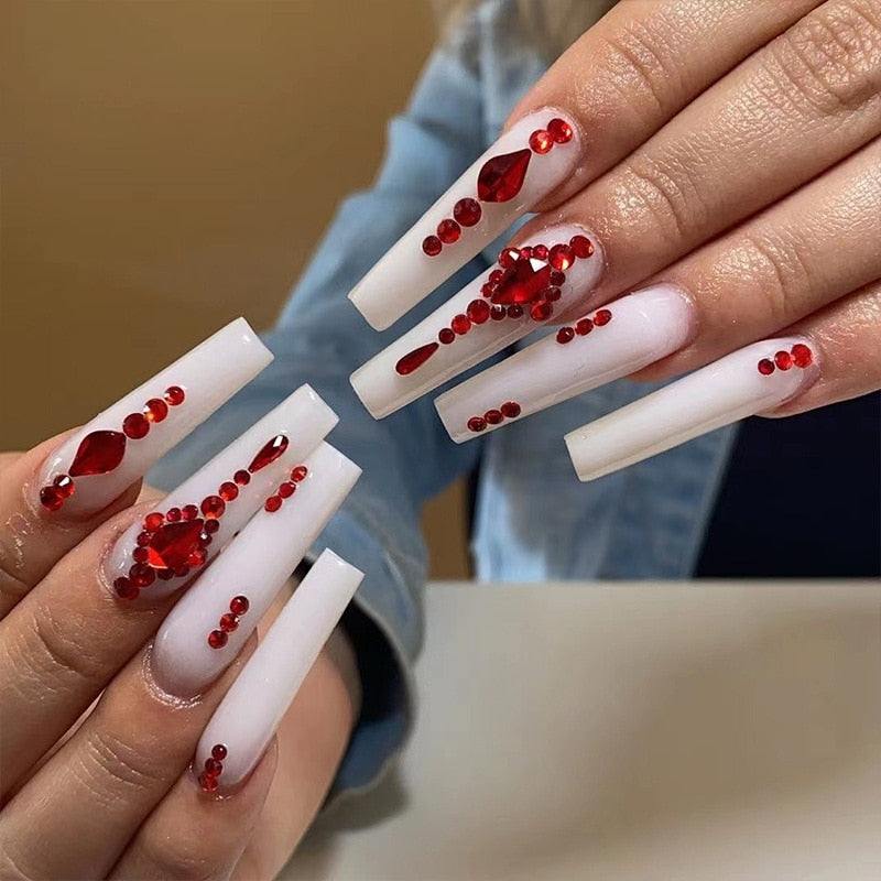 Sea Wave Carp Japanese Style Doodle False Nails Detachable Nude Pink Long Coffin Fake Nails with Glue Full Cover Press on Nails MT656JP1609
