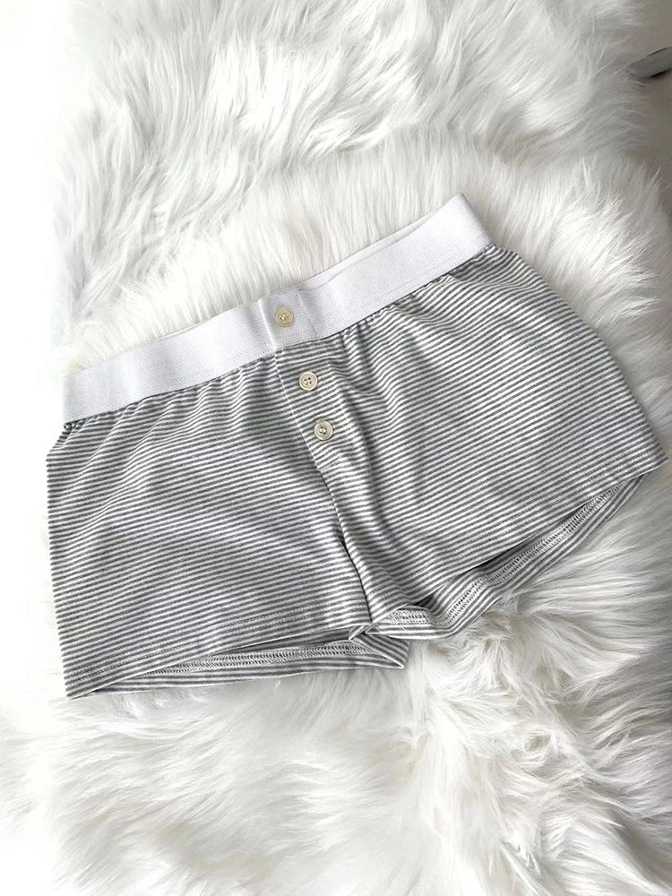 Casual Women Soft Cotton Front Buttons Shorts Summer Vintage Low Waist Female Chic Bottoms color6 One Size