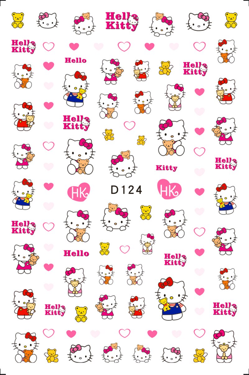 Sanrio 3D Stickers For Nails Nail Art Supplies Cartoon Hello Kitty Cinnamoroll Nail Stickers Nail Decoration Anime Nail Decals D124