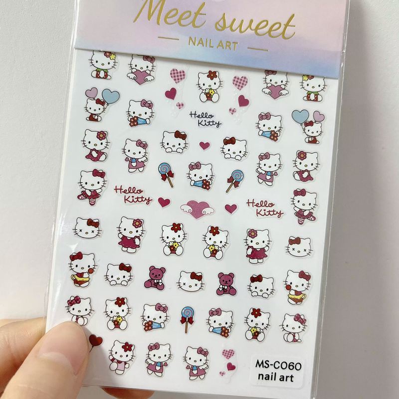 Sanrio – autocollants 3D pour ongles, fournitures d'art des ongles, dessin animé Hello Kitty cannelle, décoration des ongles, décalcomanies Anime