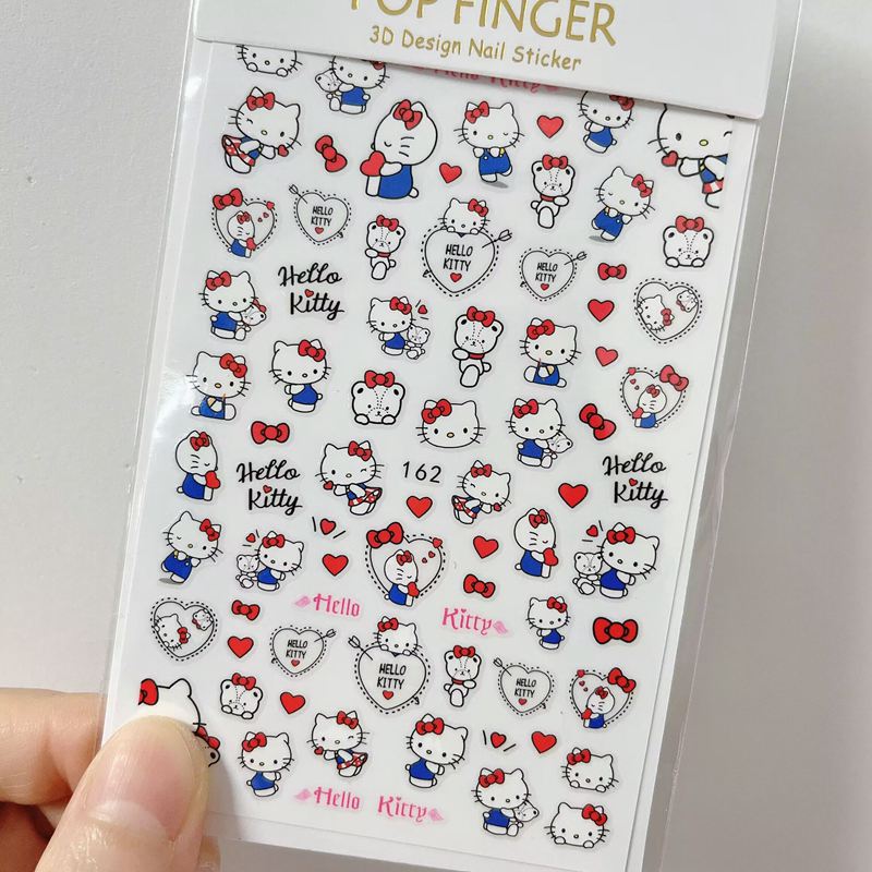 Sanrio – autocollants 3D pour ongles, fournitures d'art des ongles, dessin animé Hello Kitty cannelle, décoration des ongles, décalcomanies Anime