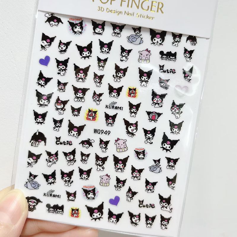 Sanrio – autocollants 3D pour ongles, fournitures d'art des ongles, dessin animé Hello Kitty cannelle, décoration des ongles, décalcomanies Anime
